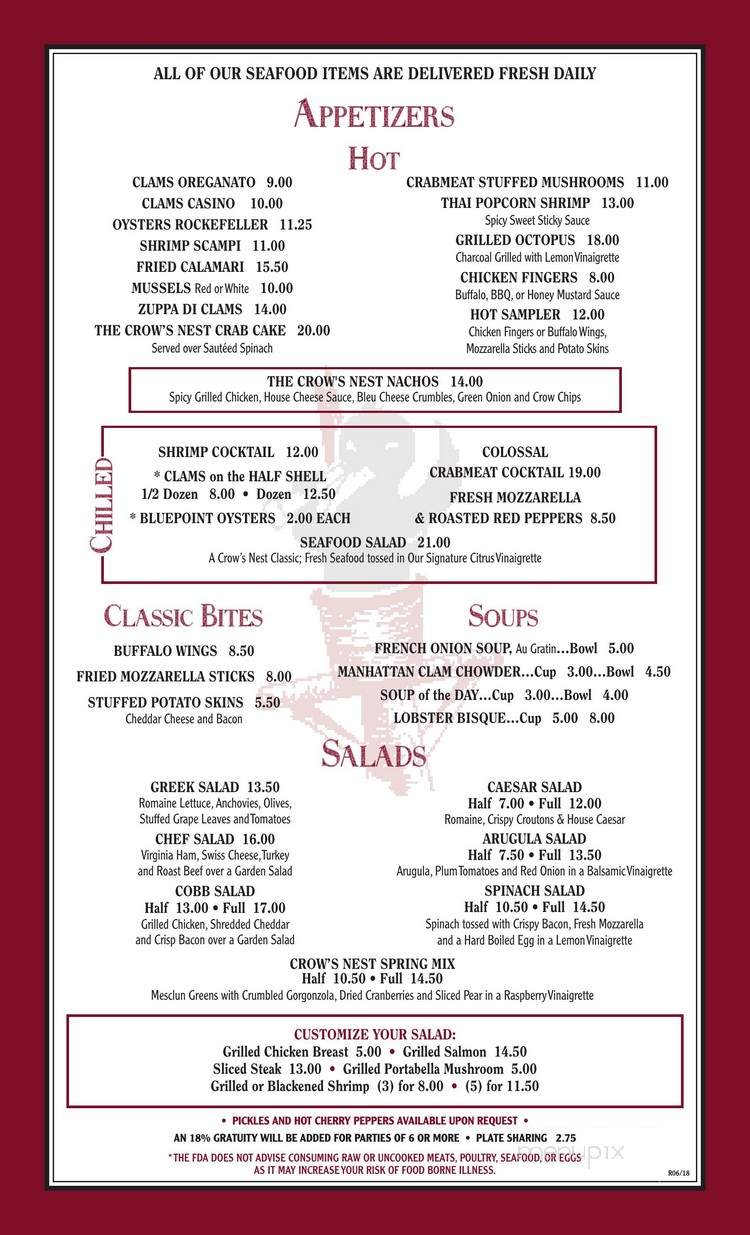 Crow's Nest - Peoria, IL menu_pic