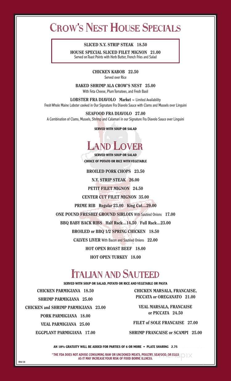 Crow's Nest - Peoria, IL menu_pic