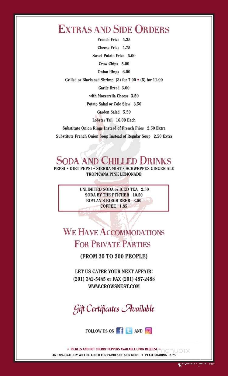 Crow's Nest - Peoria, IL menu_pic