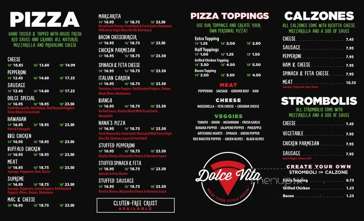 Dolce Vita Pizza - Kenosha, WI menu_pic