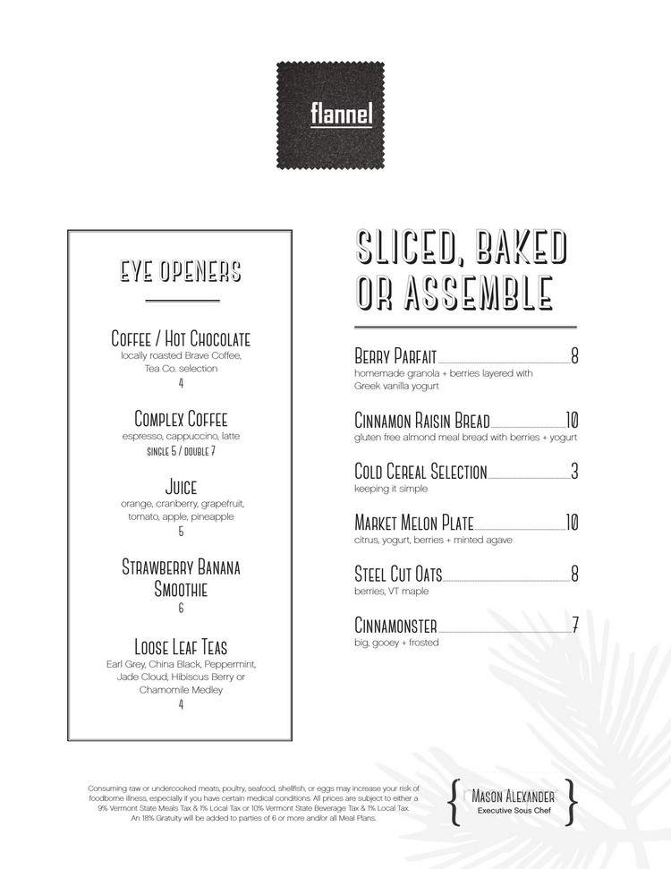 Flannel - Stowe, VT menu_pic