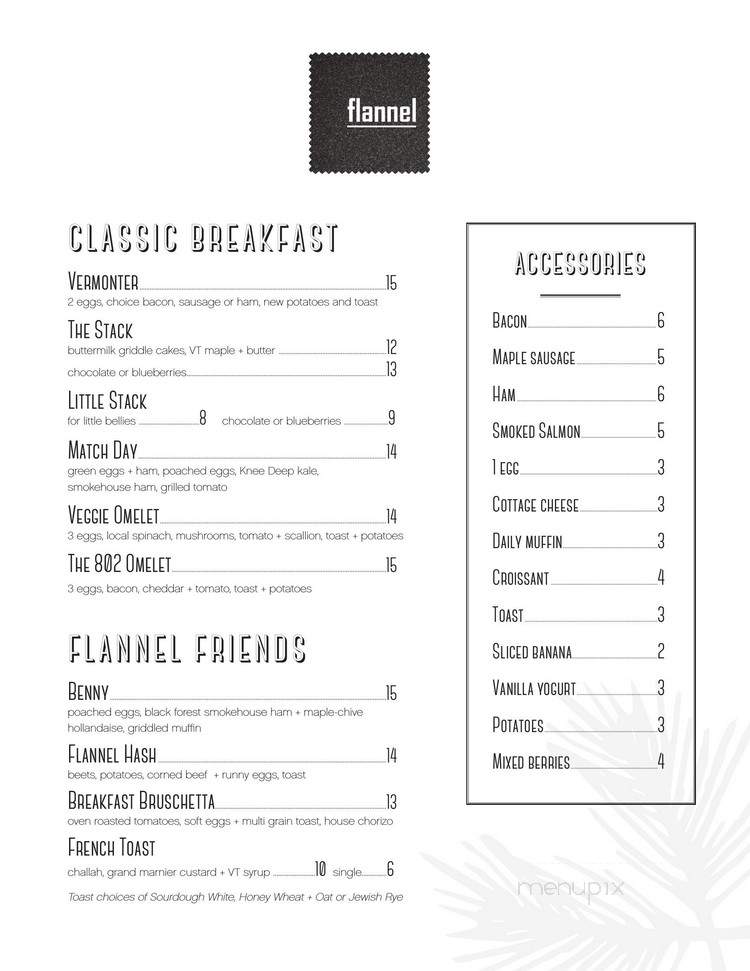 Flannel - Stowe, VT menu_pic