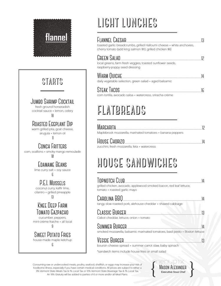 Flannel - Stowe, VT menu_pic