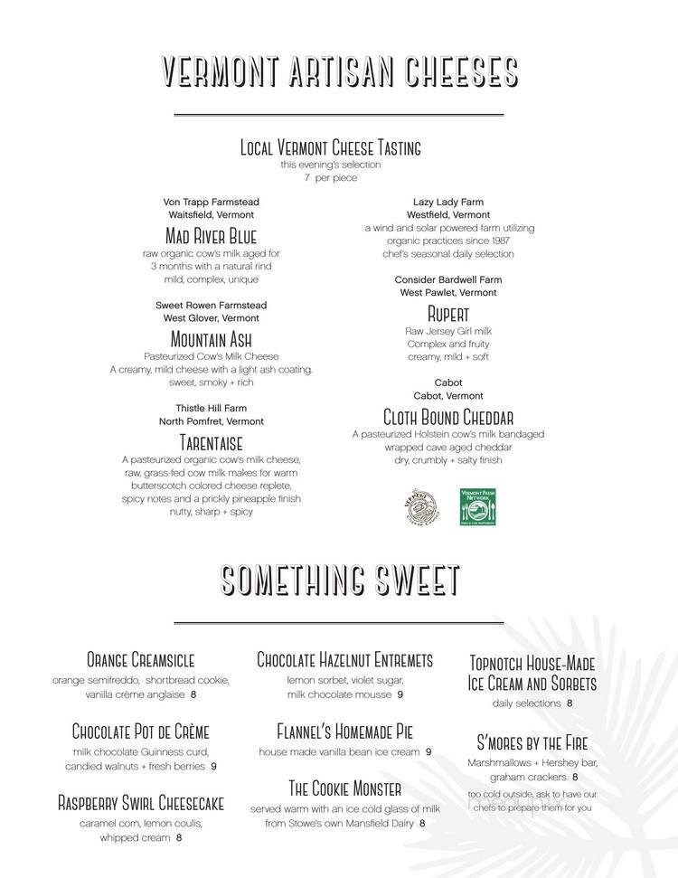 Flannel - Stowe, VT menu_pic