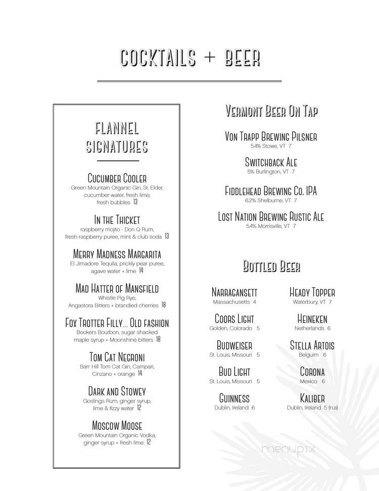 Flannel - Stowe, VT menu_pic