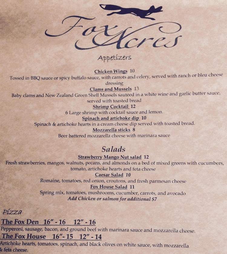 Fox Acres Country Club Restaurant - Red Feather Lakes, CO menu_pic