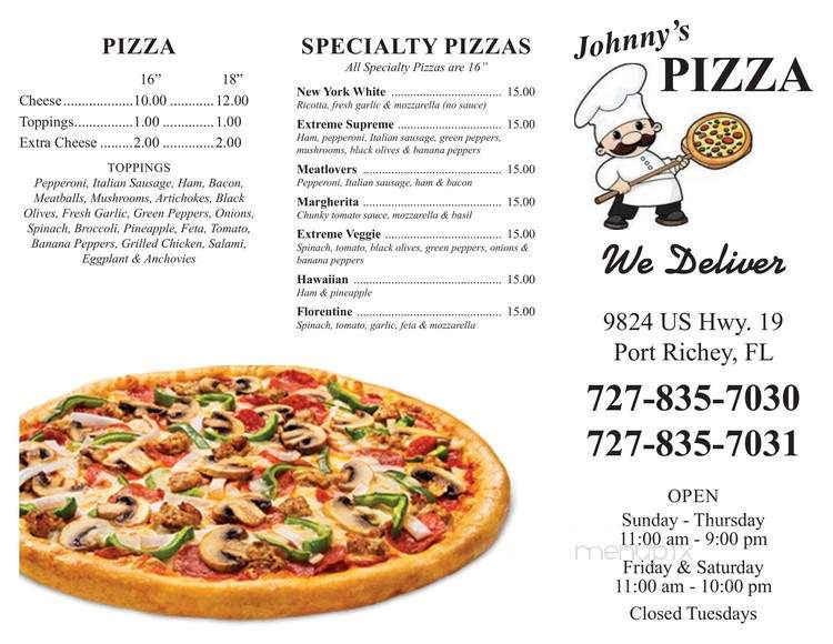 Johnny's pizza - Port Richey, FL menu_pic