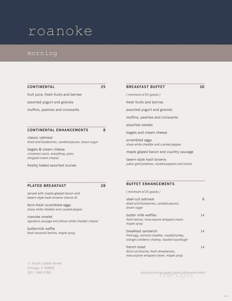 Roanoke Restaurant - Chicago, IL menu_pic