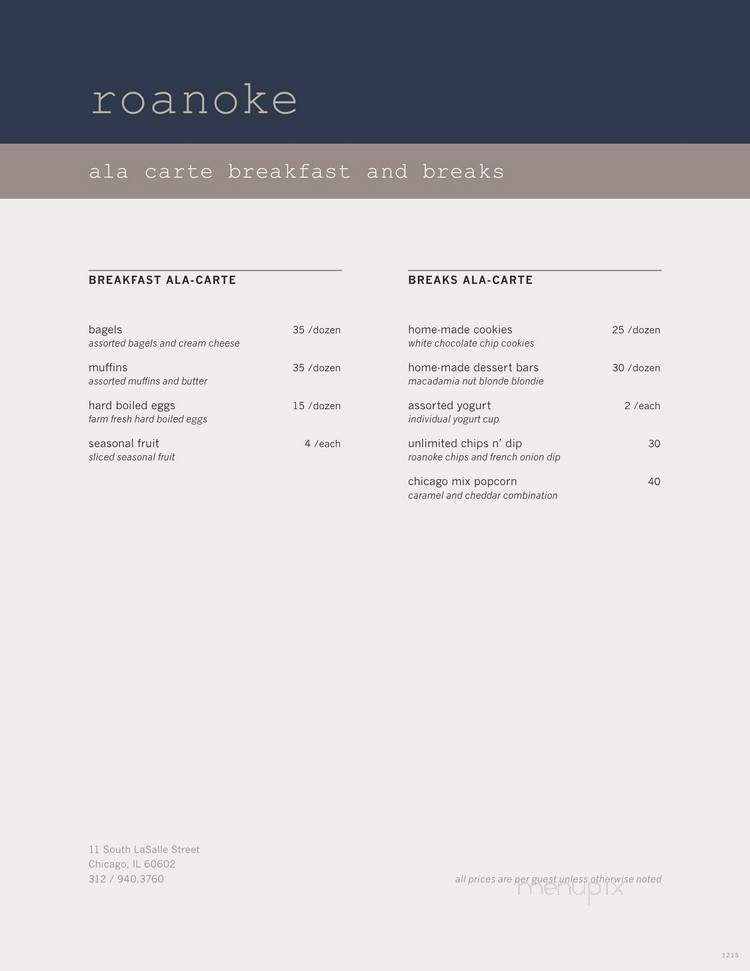 Roanoke Restaurant - Chicago, IL menu_pic