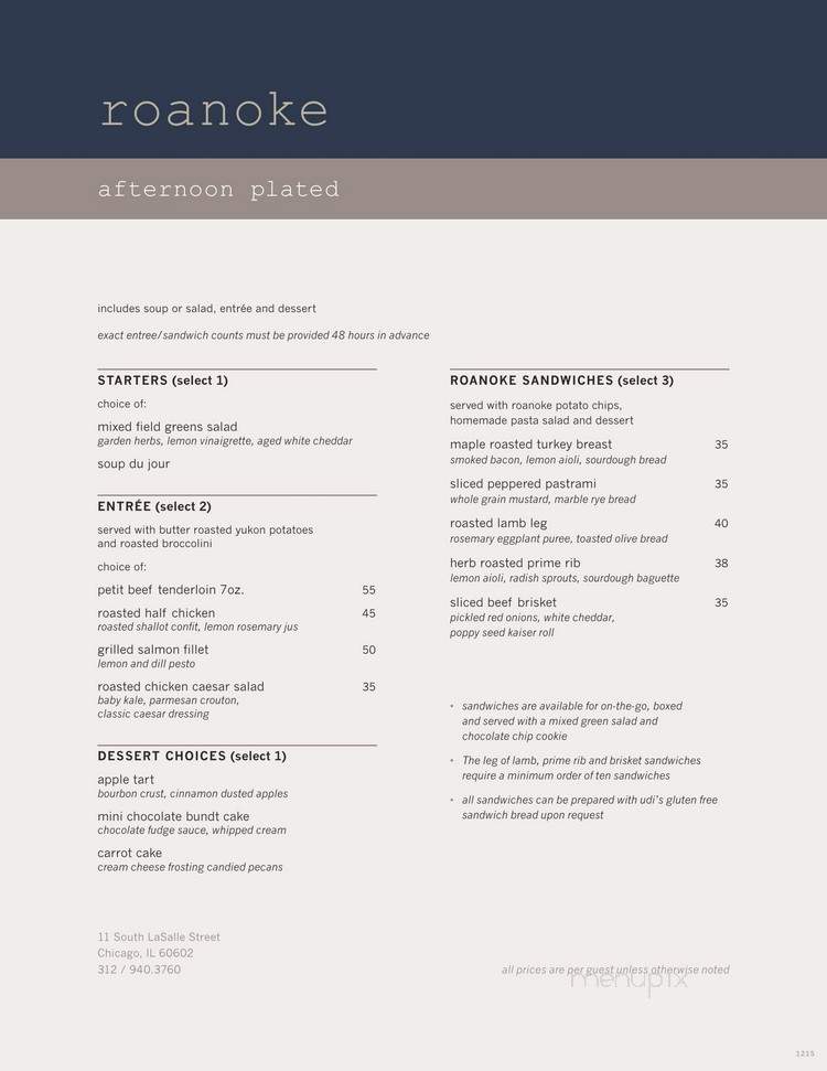 Roanoke Restaurant - Chicago, IL menu_pic