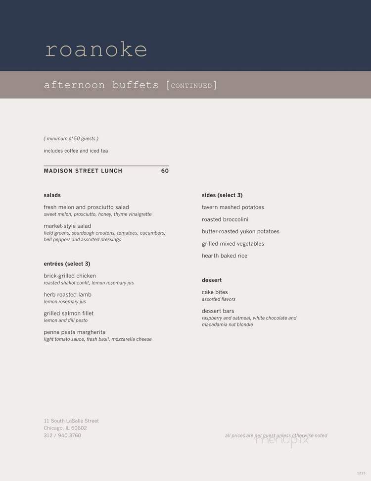 Roanoke Restaurant - Chicago, IL menu_pic