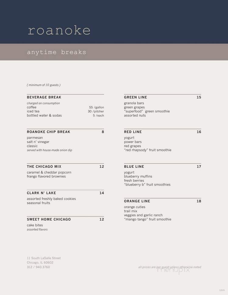 Roanoke Restaurant - Chicago, IL menu_pic