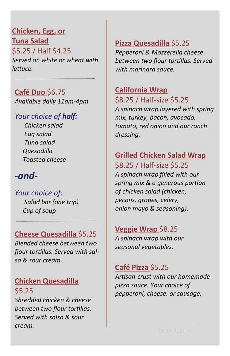 Front Porch Cafe - Hartville, OH menu_pic