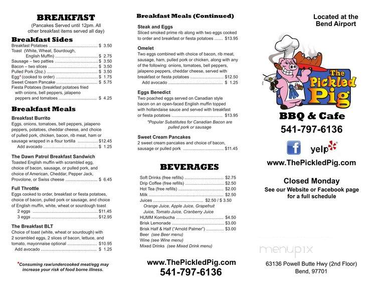 The Pickled Pig BBQ & Cafe - Bend, OR menu_pic