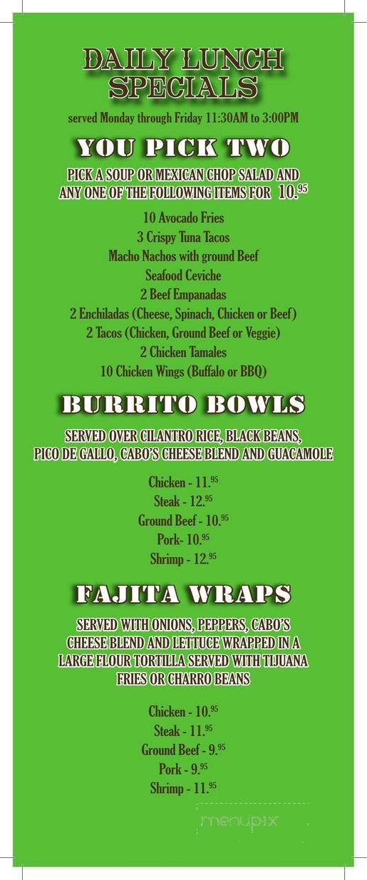 Cabo Flats - Miami, FL menu_pic