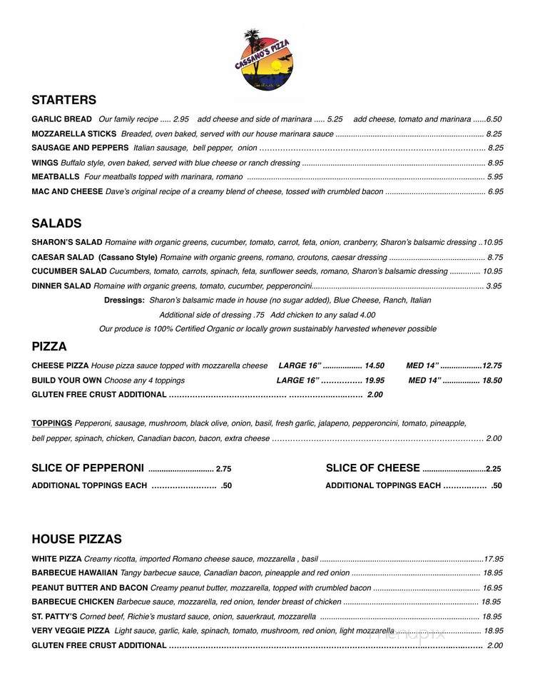 Cassano's - San Clemente, CA menu_pic