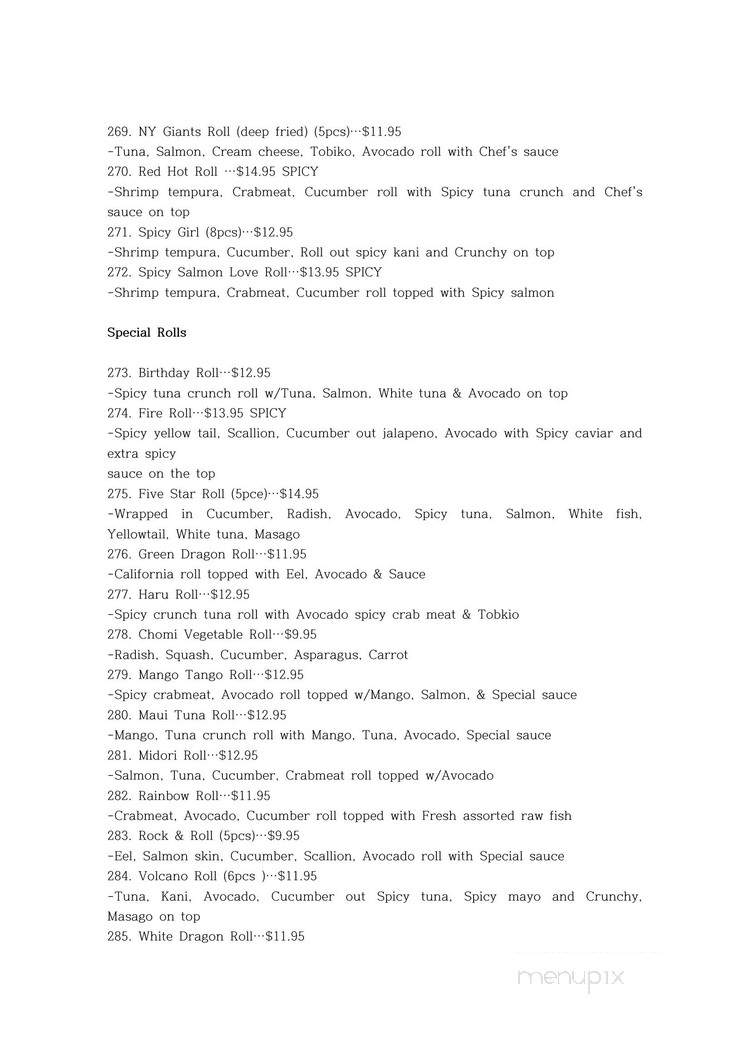 Chomi Sushi - Swiftwater, PA menu_pic