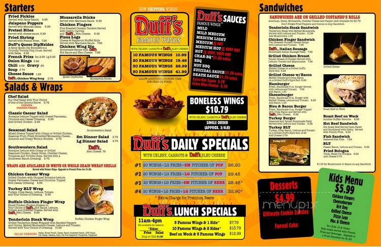 Duff's Famous Wings - Rochester, NY menu_pic