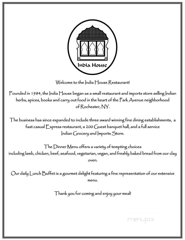 India House East Ridge - Rochester, NY menu_pic