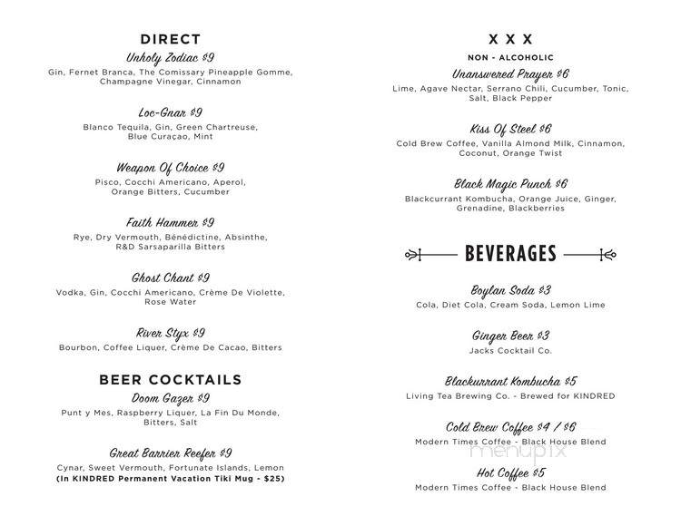 KINDRED - San Diego, CA menu_pic