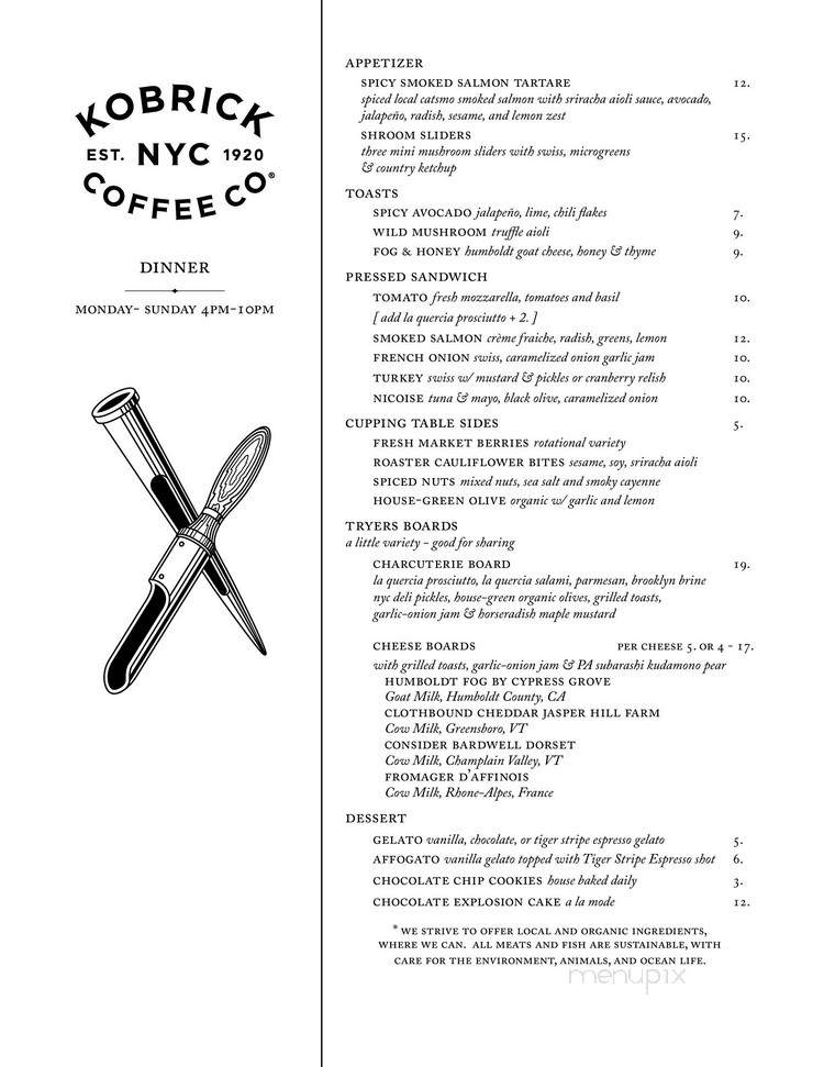 Kobrick Coffee - New York, NY menu_pic