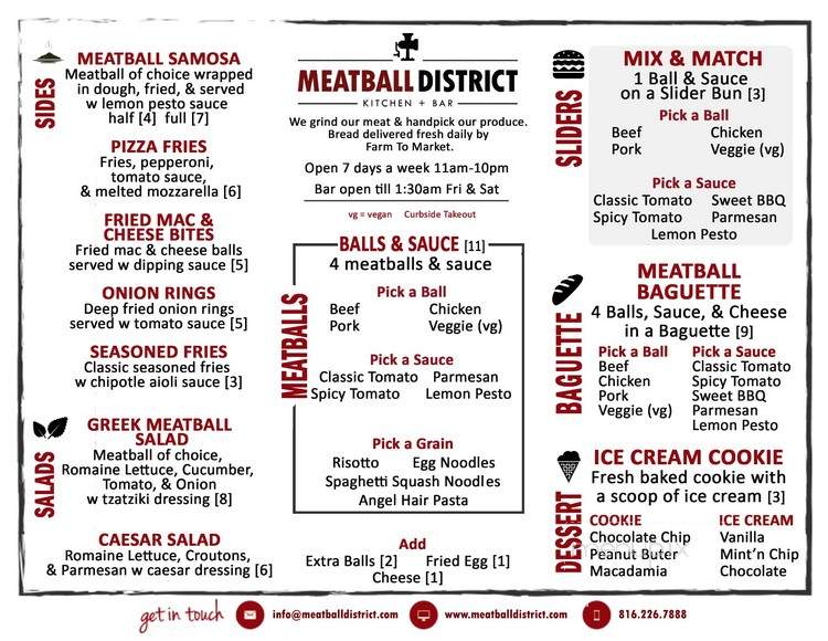 Meatball District - Kansas City, MO menu_pic