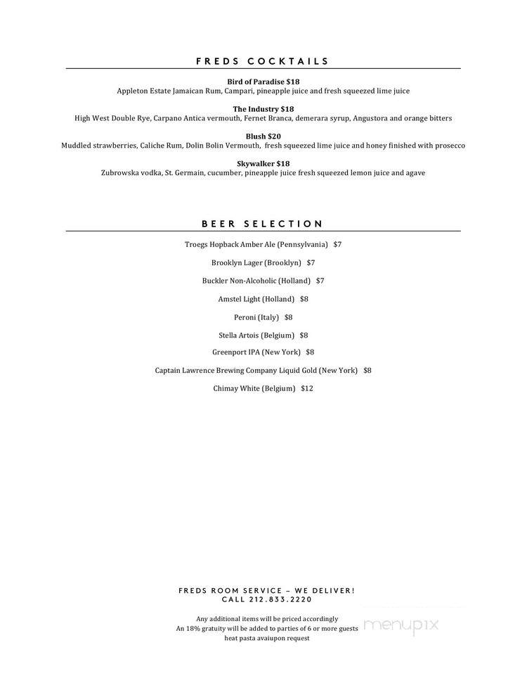 Fred's at Barneys - New York, NY menu_pic