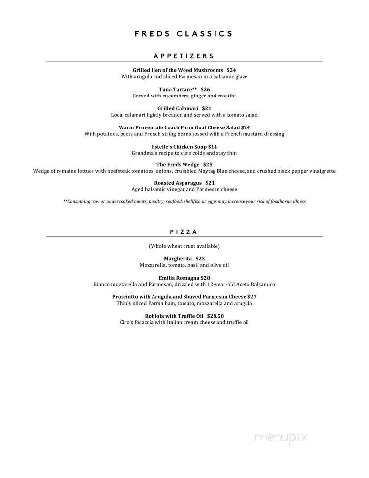 Fred's at Barneys - New York, NY menu_pic