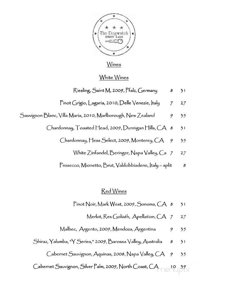 The Dogwatch - Scituate, MA menu_pic