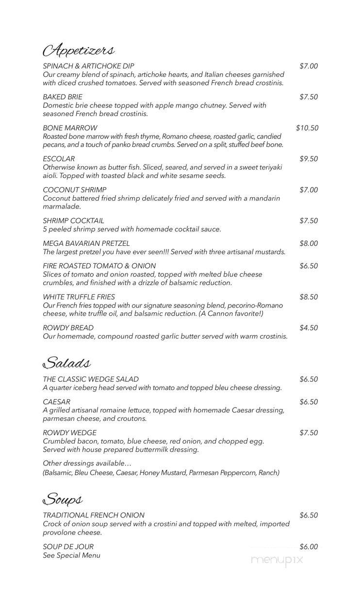 Cannon's Steakhouse and Tavern - Sarasota, FL menu_pic