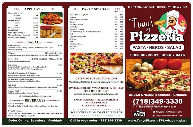Tony's Pizzeria of Nassau Ave - Greenpoint, NY menu_pic
