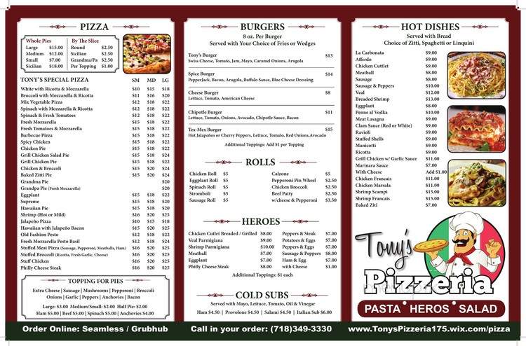 Tony's Pizzeria of Nassau Ave - Greenpoint, NY menu_pic