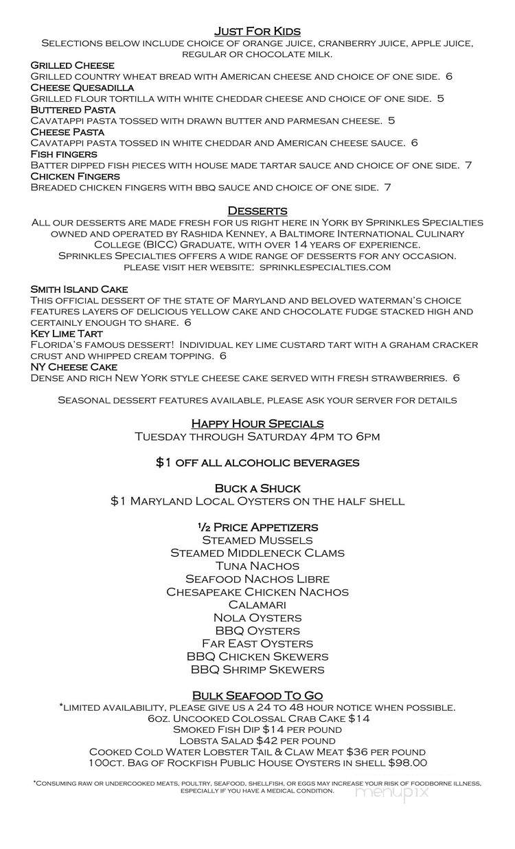 Rockfish Public House - York, PA menu_pic