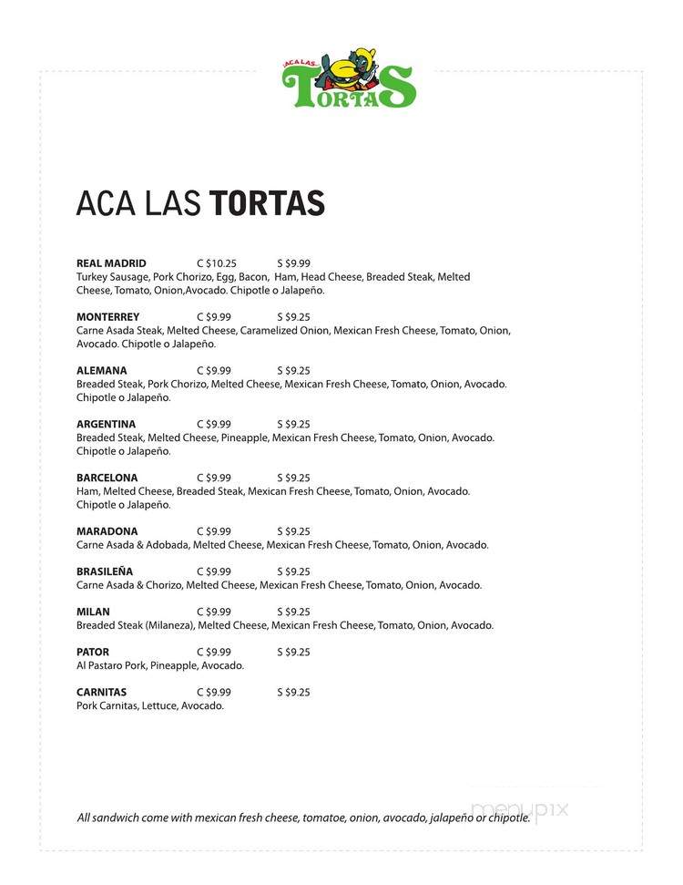 Aca Las Tortas - Lynnwood, WA menu_pic