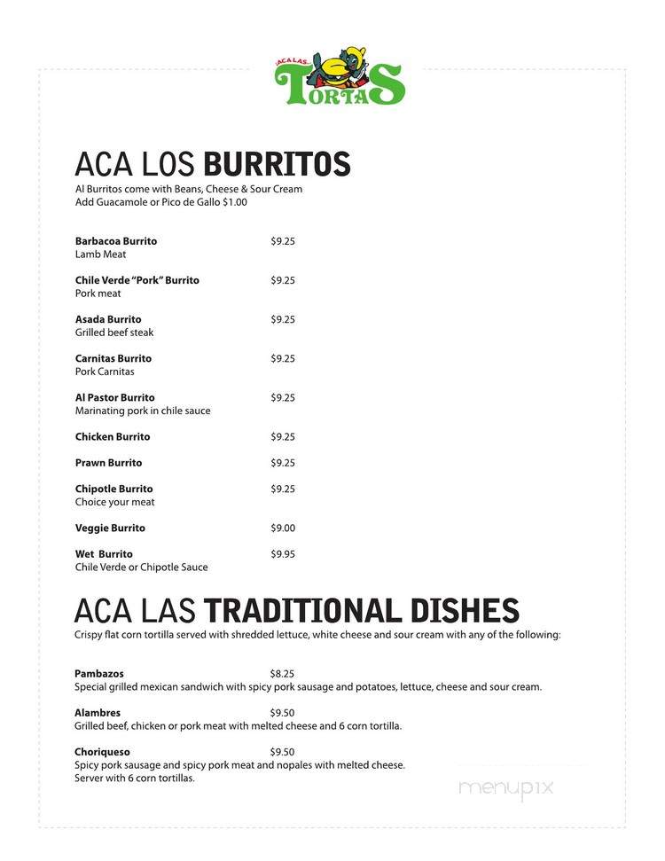 Aca Las Tortas - Lynnwood, WA menu_pic
