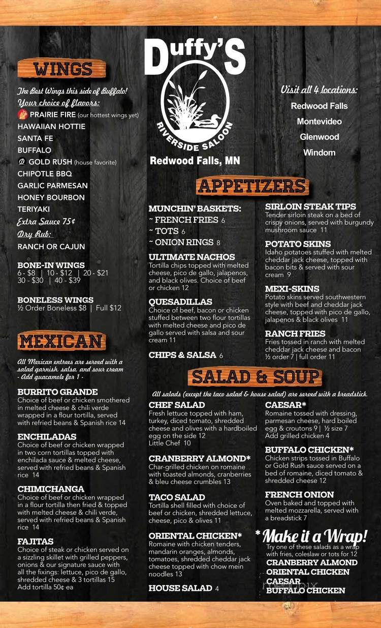 Duffy's Bar & Grill - Windom, MN menu_pic