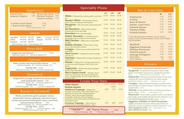 Randy's Pizza - Cary, NC menu_pic