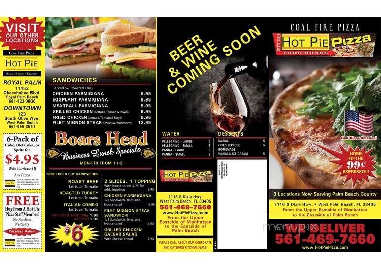 Hot Pie Pizza - West Palm Beach, FL menu_pic
