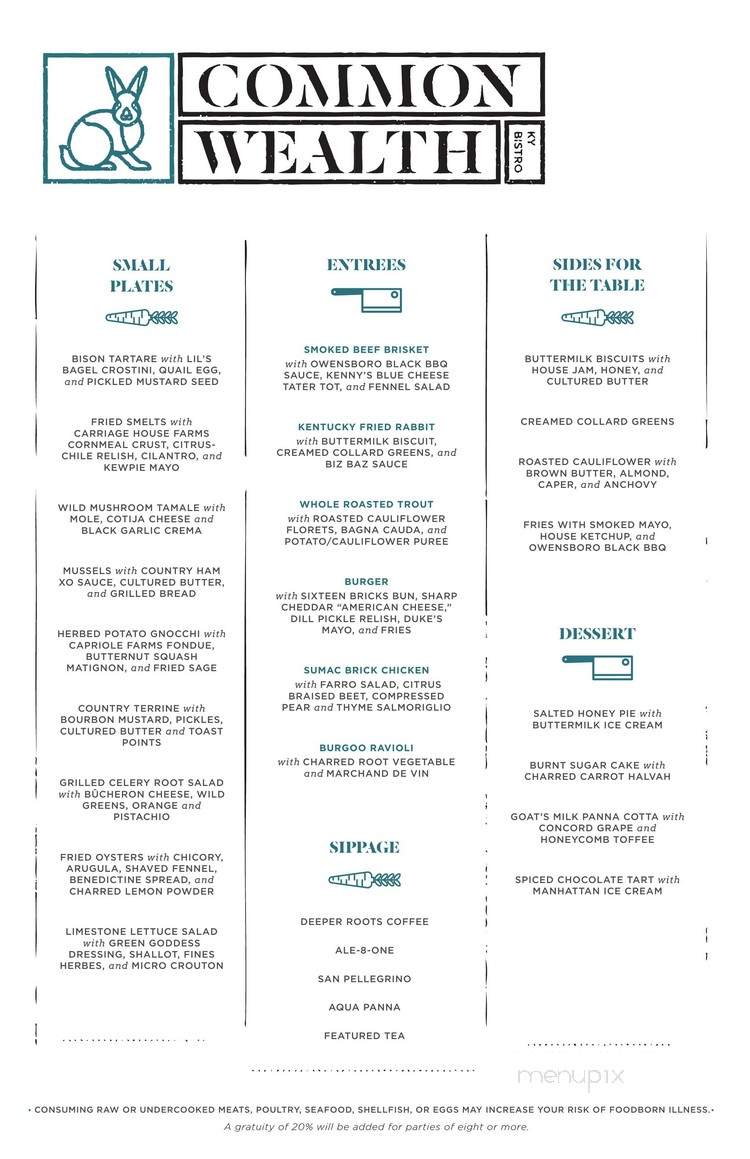 Commonwealth Bistro - Covington, KY menu_pic
