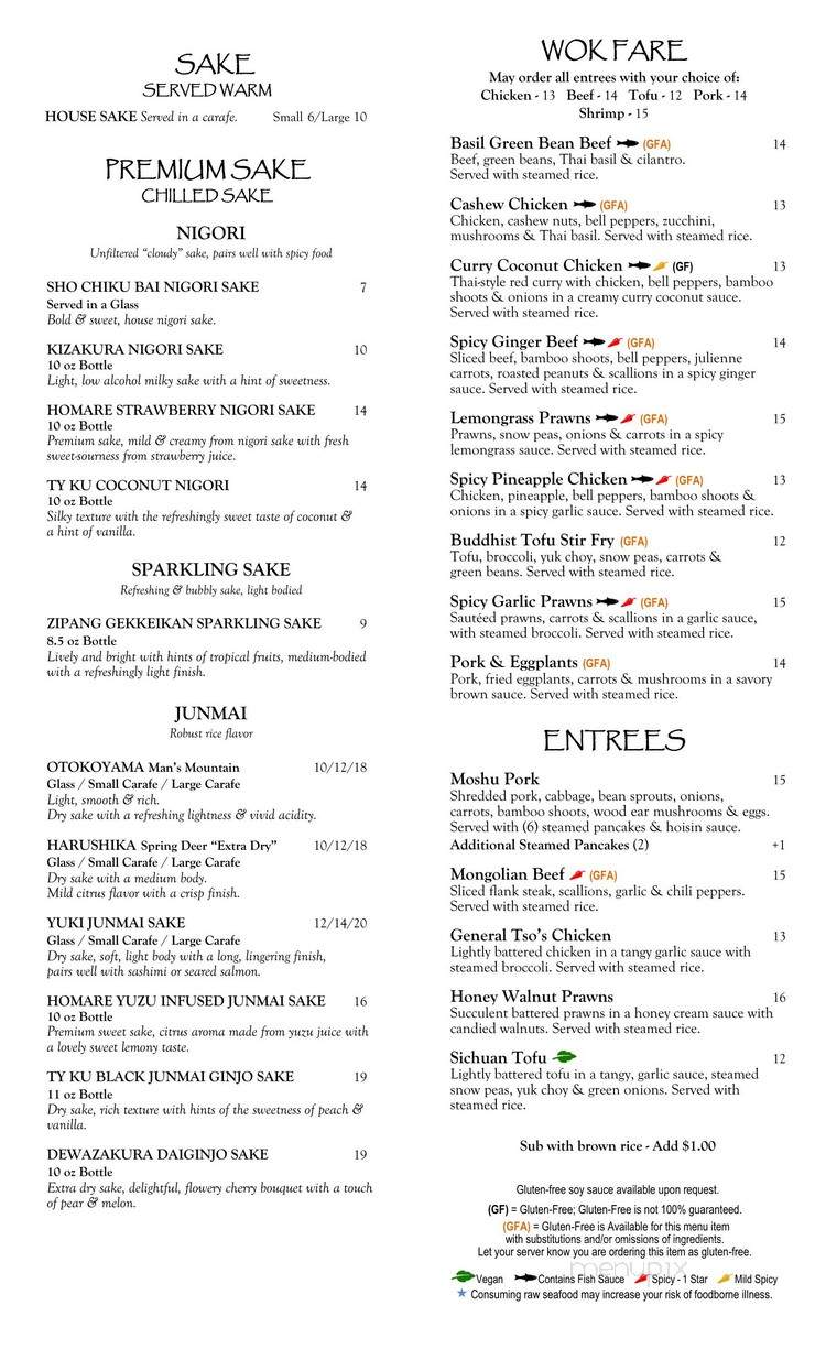 Sushi Chinoise - Bothell, WA menu_pic