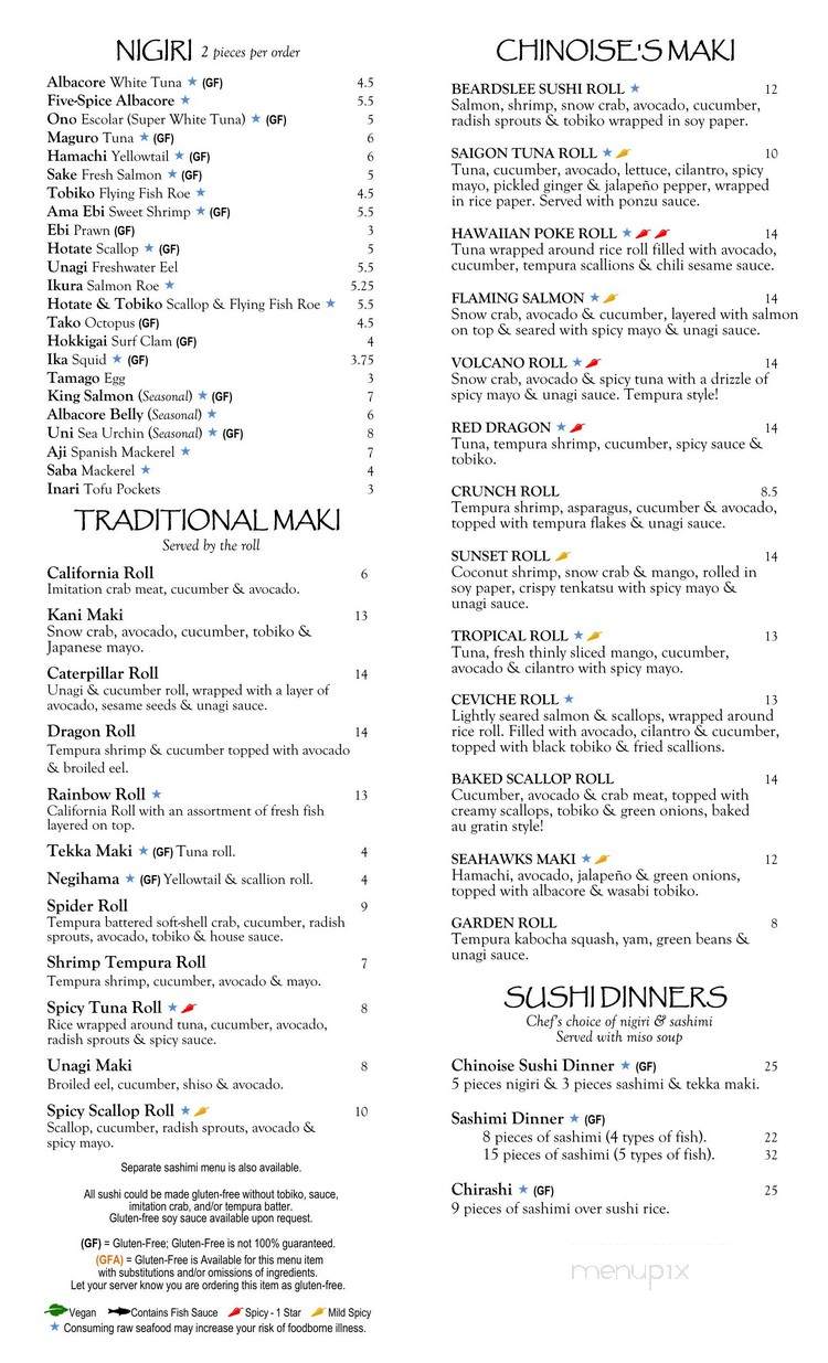 Sushi Chinoise - Bothell, WA menu_pic