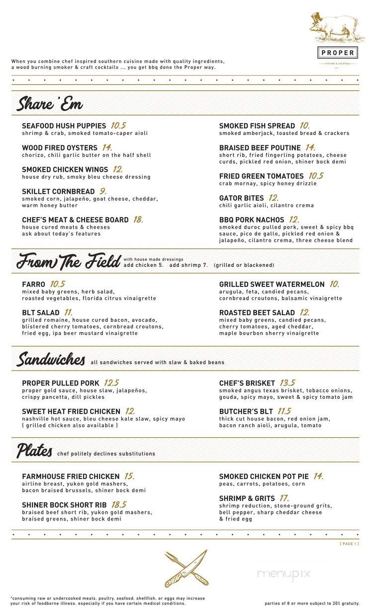 Proper Kitchen & Cocktails - Saint Petersburg, FL menu_pic