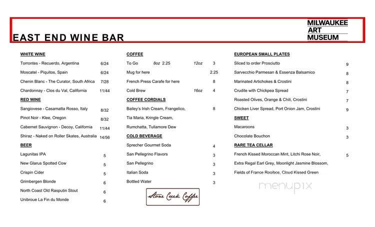 East End Wine Bar - Milwaukee, WI menu_pic
