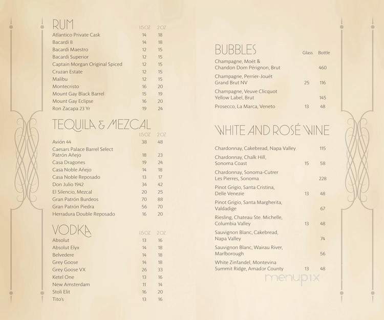 Montecristo Cigar Bar - Las Vegas, NV menu_pic