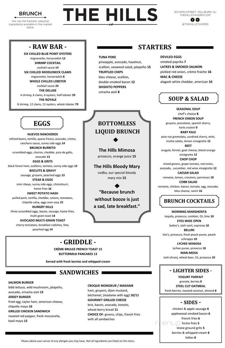 The Hills Tavern - Millburn, NJ menu_pic