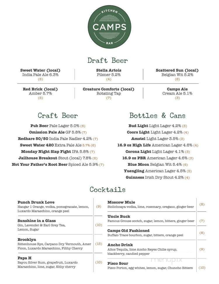 Camps Kitchen and Bar - Marietta, GA menu_pic