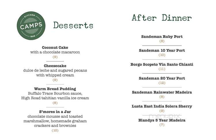 Camps Kitchen and Bar - Marietta, GA menu_pic