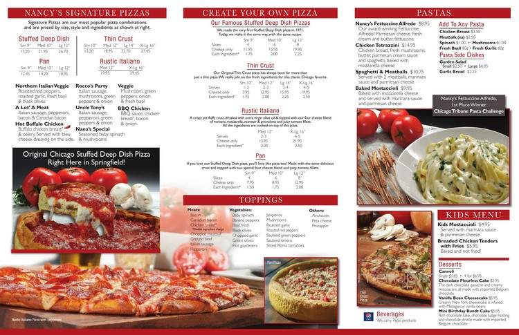 Nancy's Pizza - Springfield, IL menu_pic