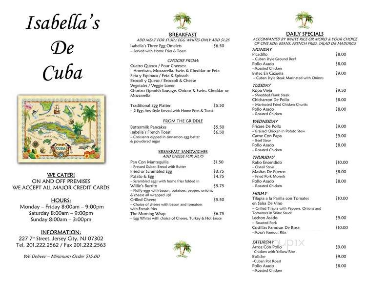 Isabella's Cafe - Jersey City, NJ menu_pic