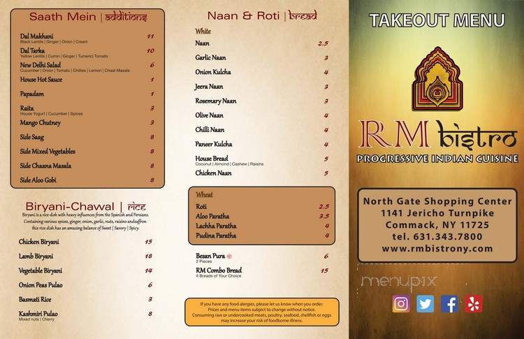 RM Bistro - Commack, NY menu_pic